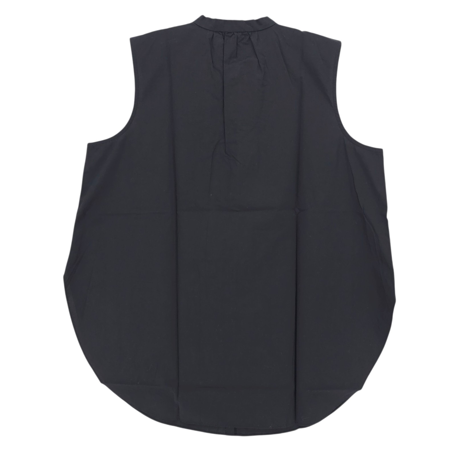 NWT EILEEN FISHER Black Mandarin Collar Shirt Cotton Poplin Sleeveless XL