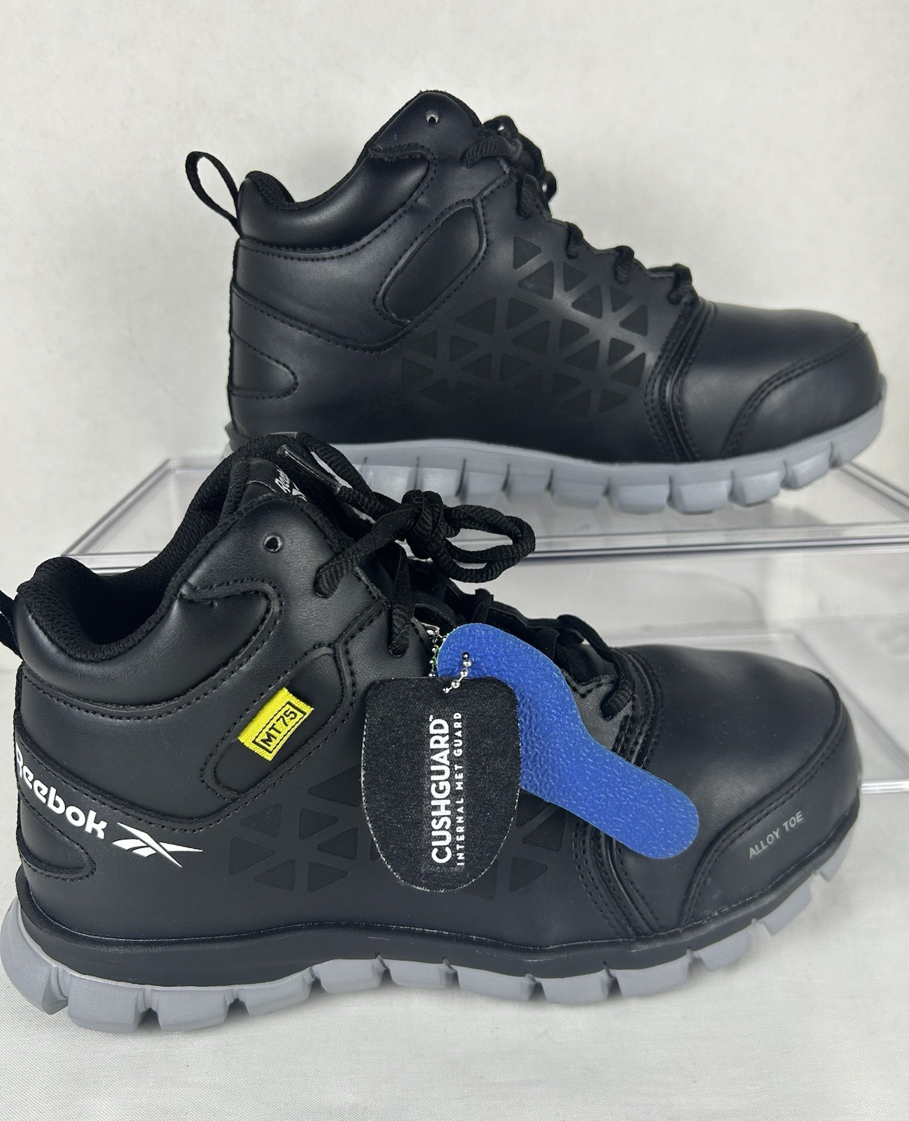 Reebok Sublite RB4143 Unisex Men 4 Women 6 Black Leather Alloy Toe Safety Boots