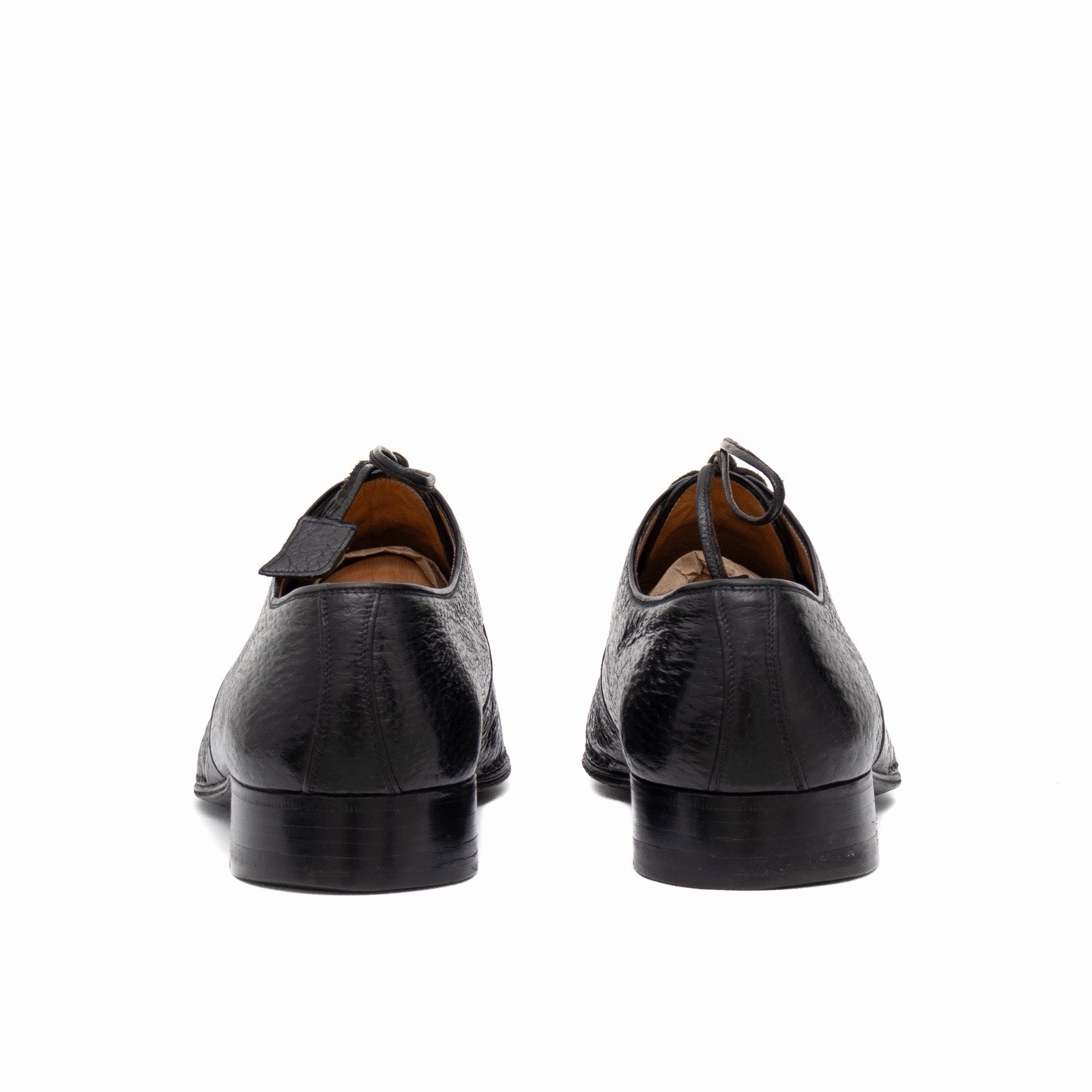 4.8k.$ ZILLI Men’s Blucher Derby Black Exotic Peccary Leather Handmade US 10