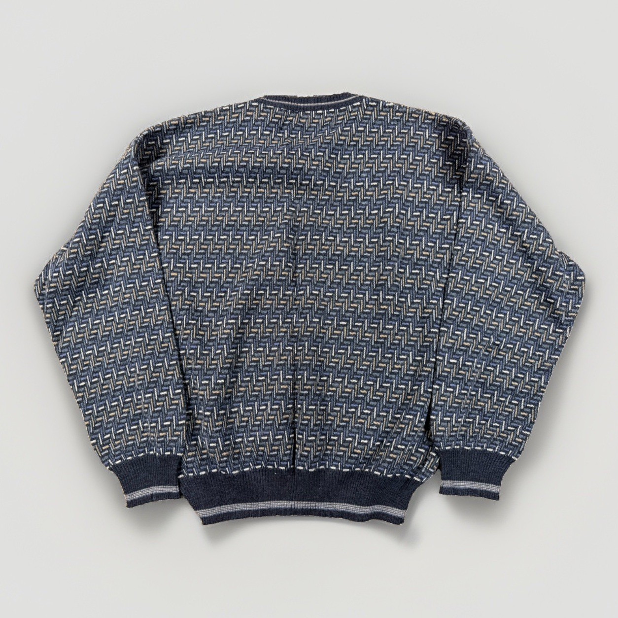 Vintage Florence Tricot Mens Sz L Sweater Multicolor Geometric Grandpa 80s 90s