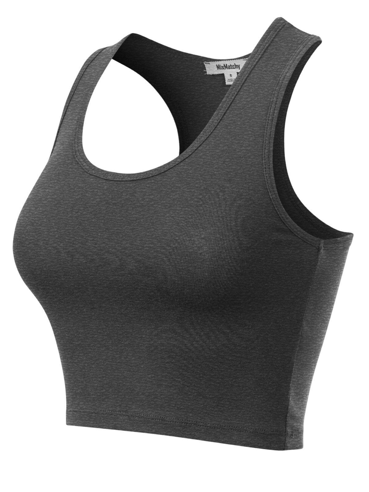MixMatchy Cotton Basic Sleeveless Racerback Sports Crop Tank Top