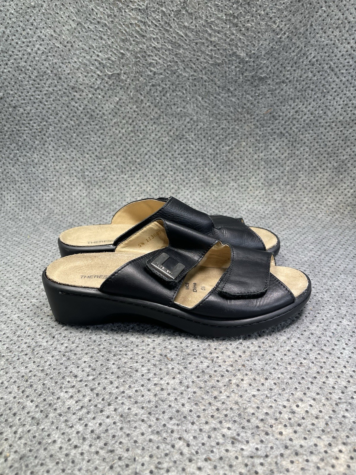 Theresia M Aloe Vera Black Leather Sandals Size 5.5 Women’s