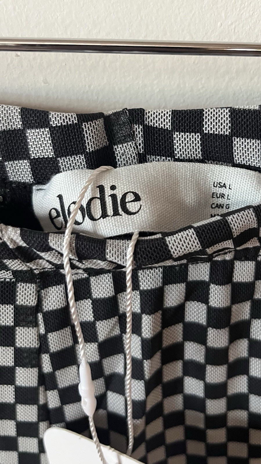 Elodie Checkered Flare High Rise Stretch Pants Size Large Black/White Women’s