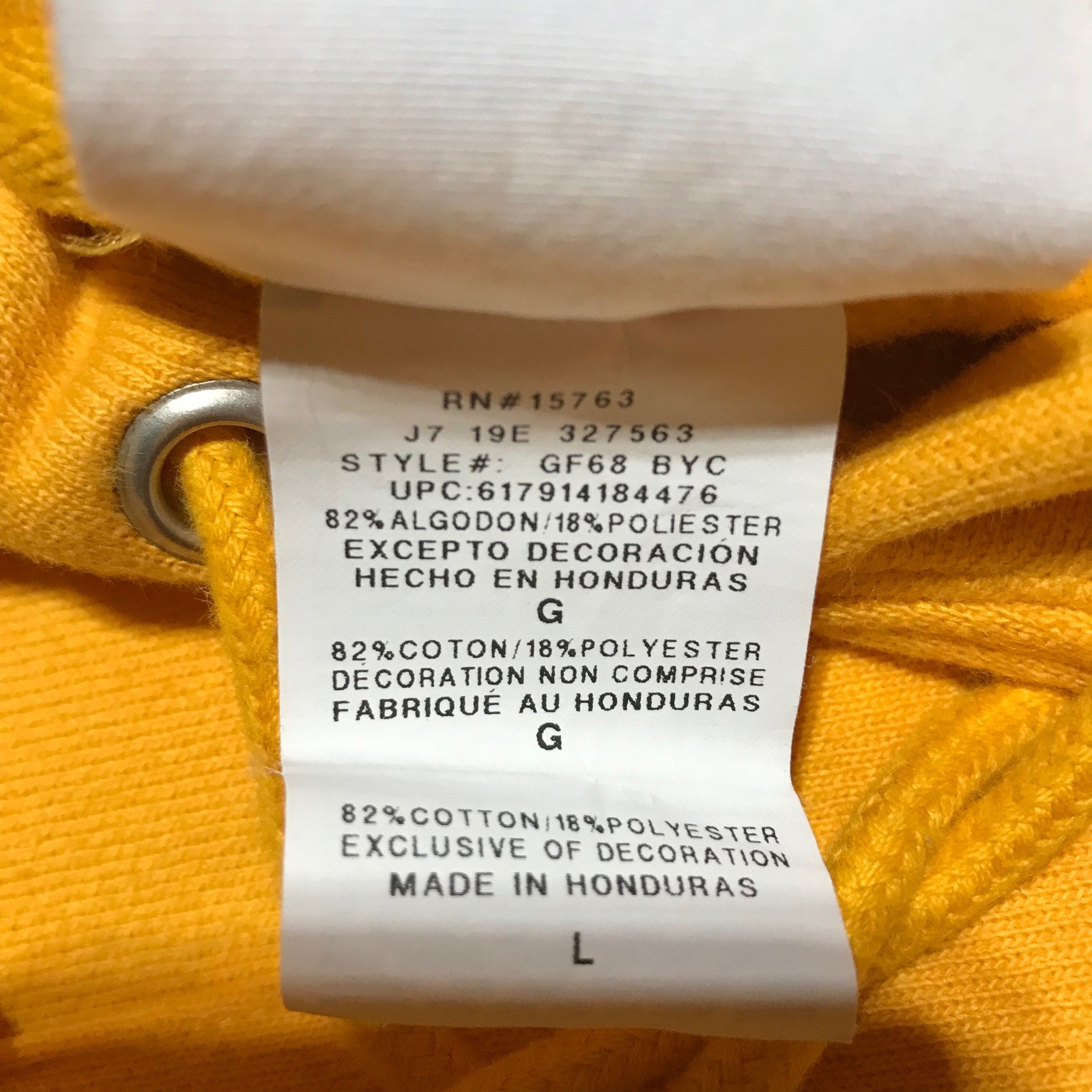 Champion Reverse Weave Gold Yellow Drip Logo Hoodie Mens Large GF68 BYC