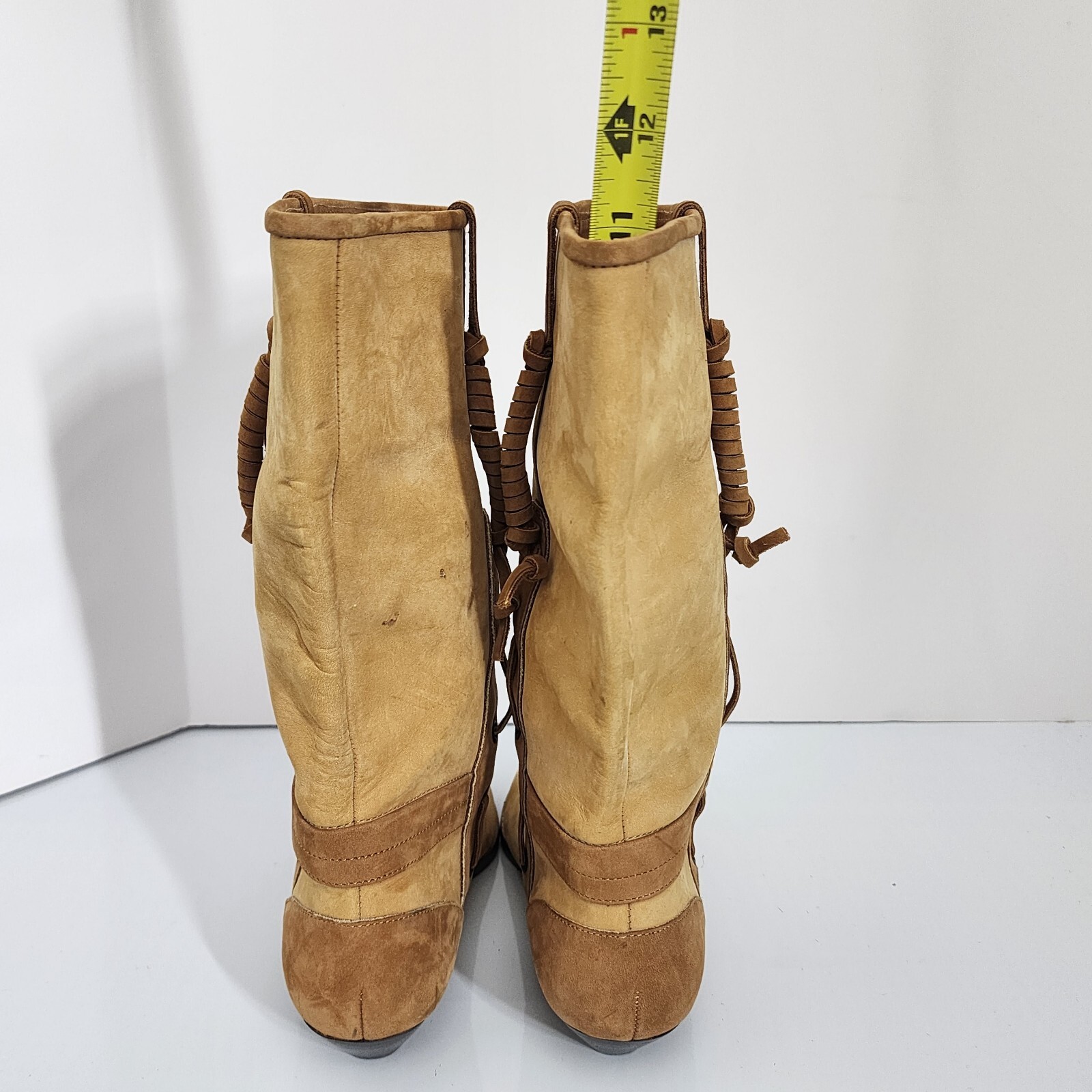 Vintage 80’s Maine Woods Leather Boots Tan Low Heel Western DORADO RUN SMALL