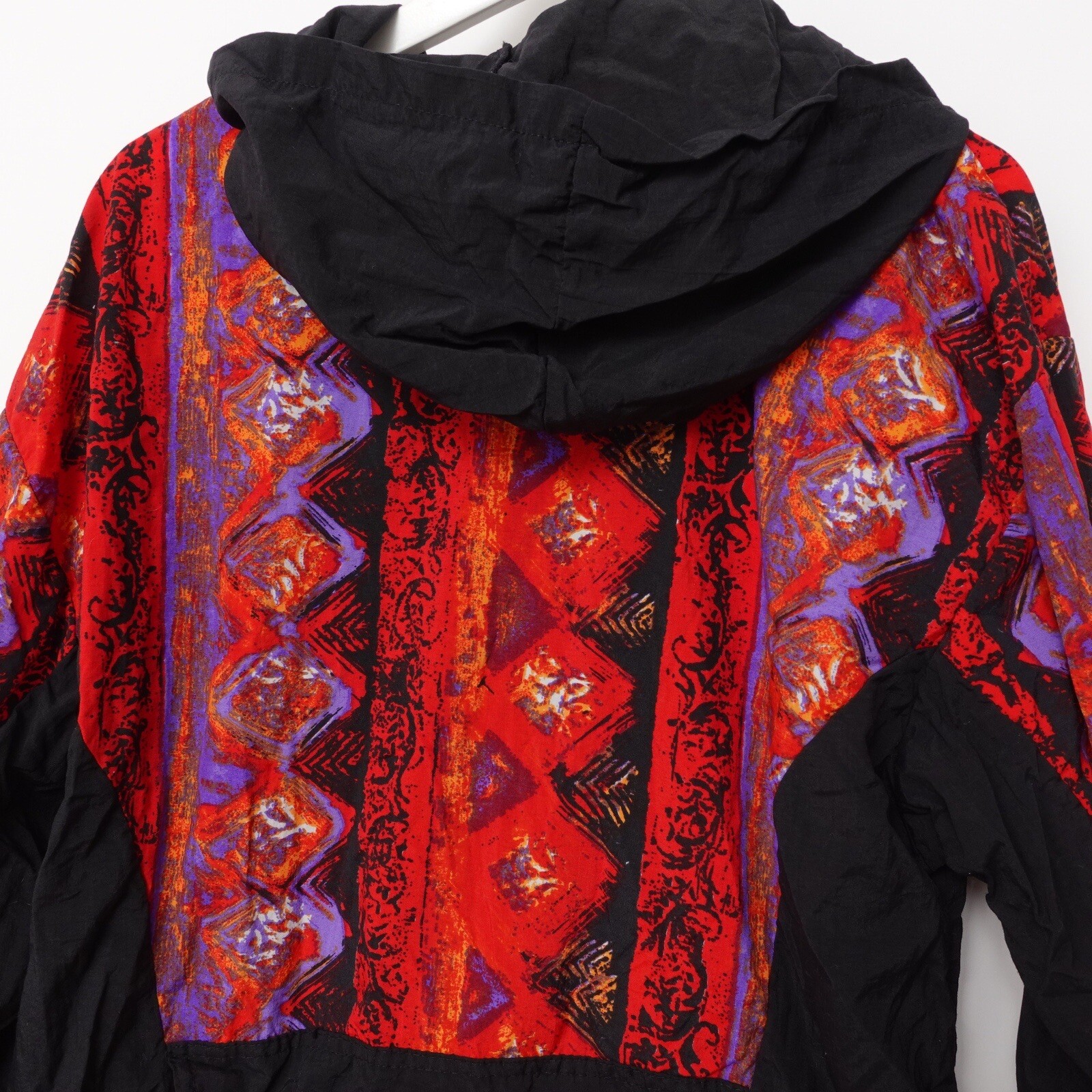 Vintage Womens 80s 90s Bike Cycling Jacket Hooded Windbreaker All Over Print AOP