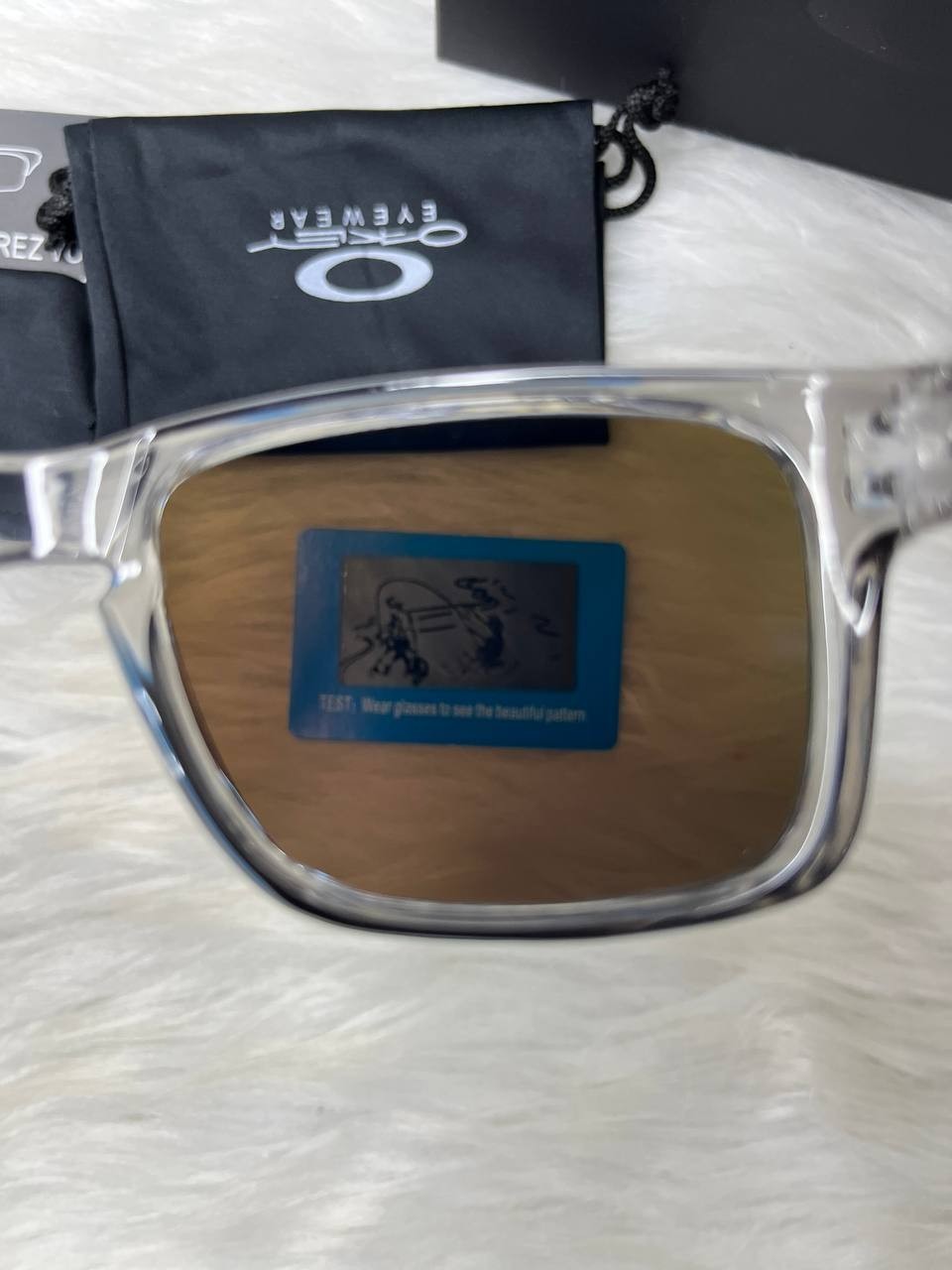Oakley Holbrook Grey Smoke Clear Frame Blue Mirror Polarized Lens Sunglasses NEW