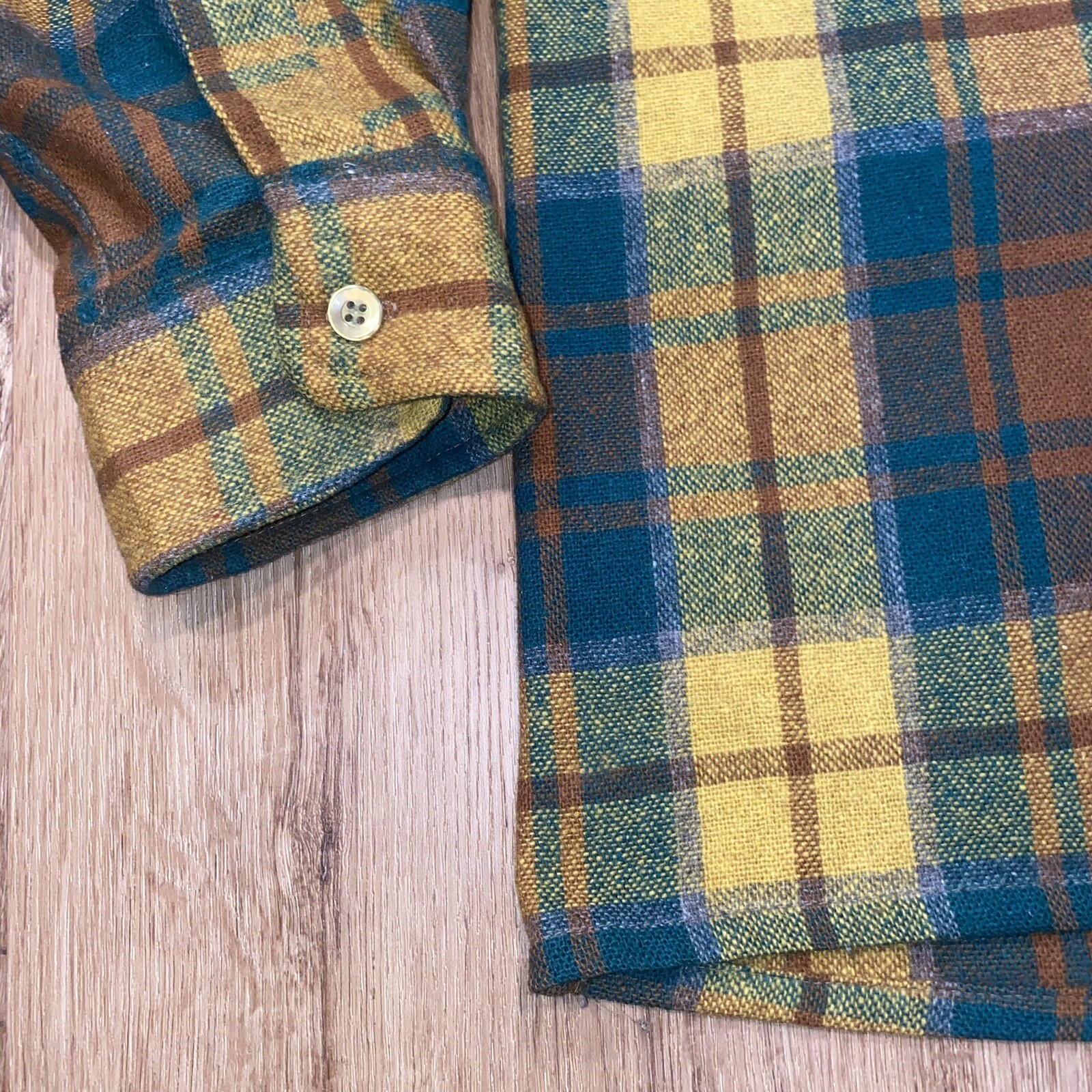 Vtg 50s 60s Lord James Shirt Loop Collar Flannel Cruiser Wool Nylon Mens Large