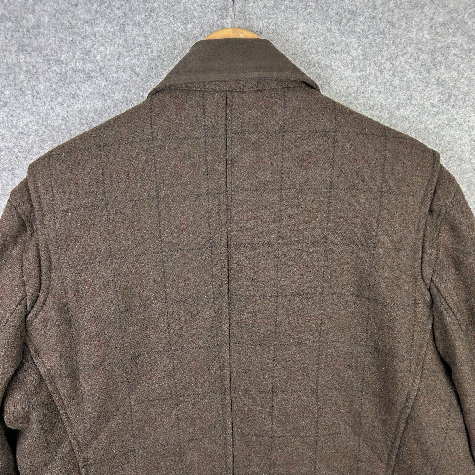 Savile Row Company Tweed Coat Mens XL Brown Overcoat Jacket Wool Blend Zip