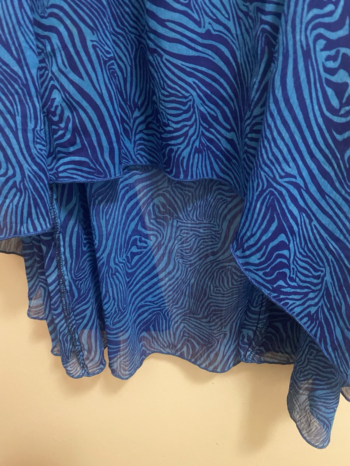 Ashley Stewart Womens Pull On Midi Skirt Size 22 Blue Swirl Print 2 Layer