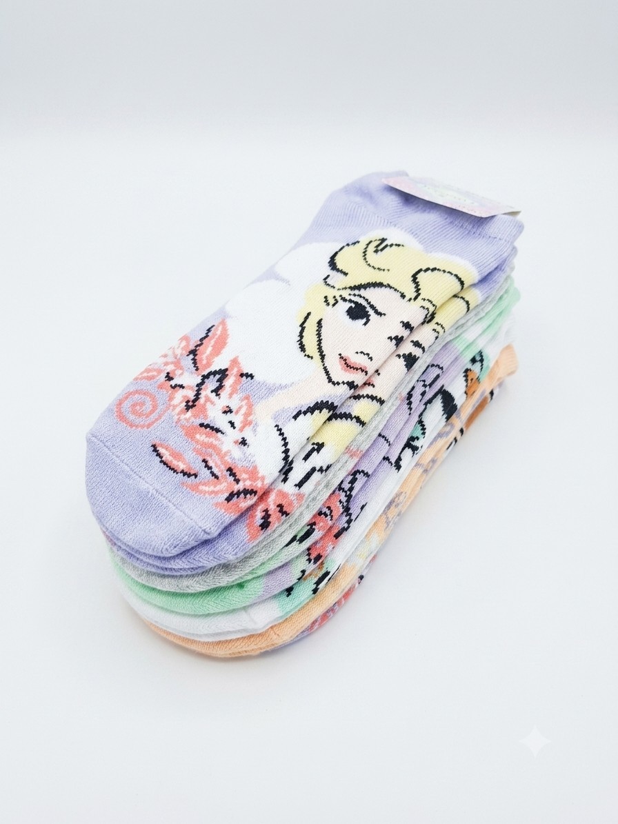 Disney Frozen Girls No-Show Socks 6 Pairs Size L Multicolor Shoe Size 4-10