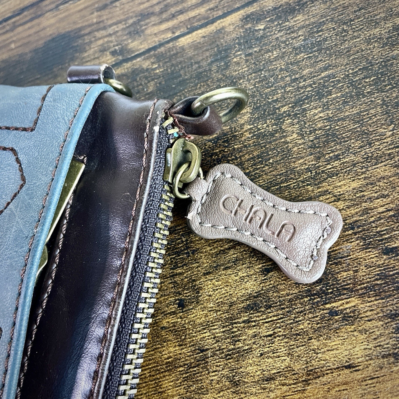 Chala Crossbody Bag Clutch with Dachshund Applique Faux Leather MISSING STRAP