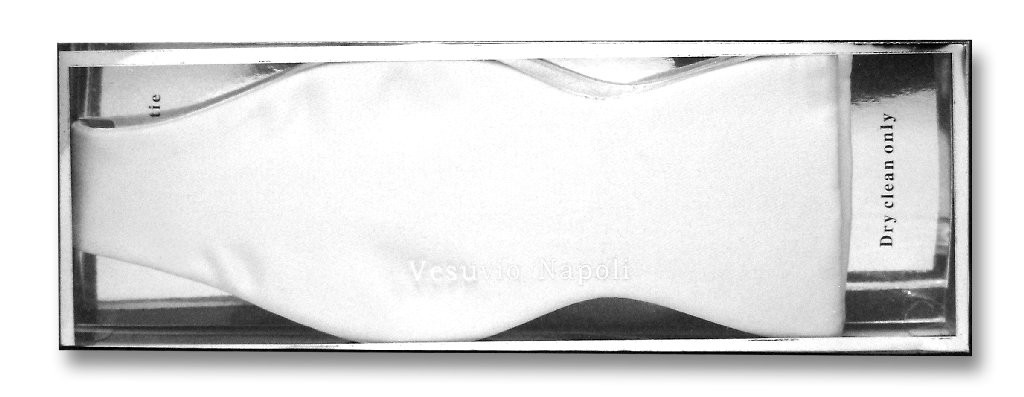 Vesuvio Napoli SELF TIE Bow Tie Solid WHITE Color Mens BowTie