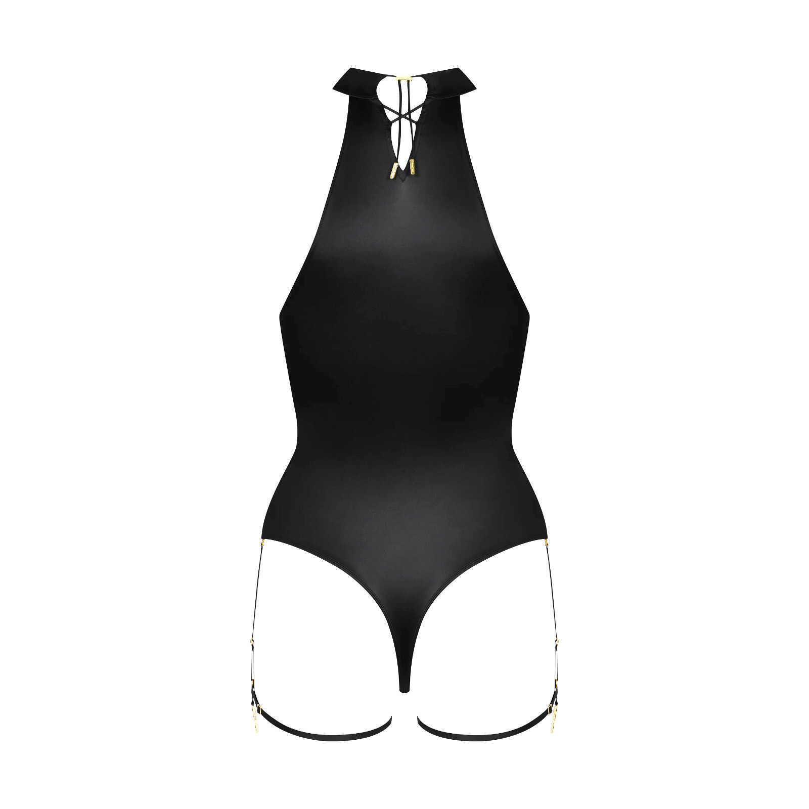 Maison Close American Neckline Thong Bodysuit with Garter Belt French Kiss