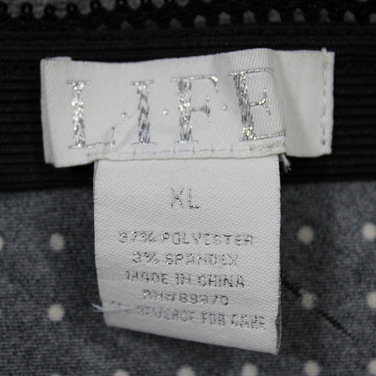 LIFE Womens Polka Dot Satin Mini Skirt Black White Elastic Waist Bow XL