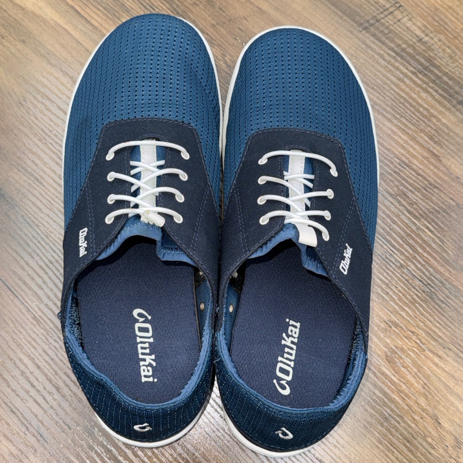 OluKai Nohea Moku Boat Shoes Mens 8.5 Blue Mesh Slip On Sneakers
