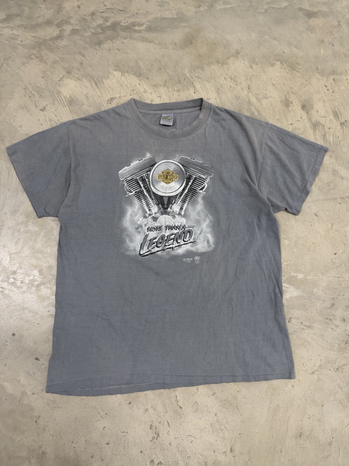 Vintage 1989 Harley Davidson 3D Emblem More Than A Legend Smoked Out Mens Sz XL