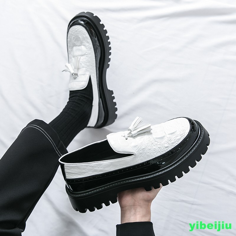 Men Loafers Dress Alligator Crocodile Leather Tassels Shoes Round Toe Oxford Man