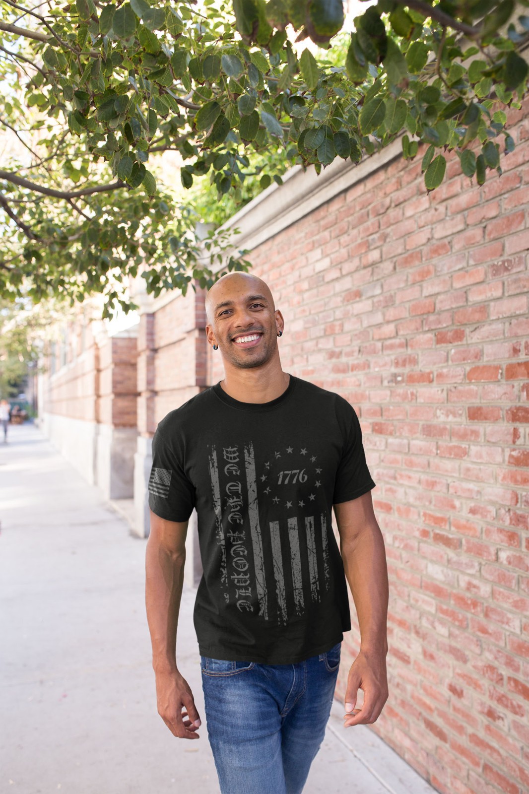 We The People 1776 T-Shirt – Black Distressed American Flag Tee Patriotic USA