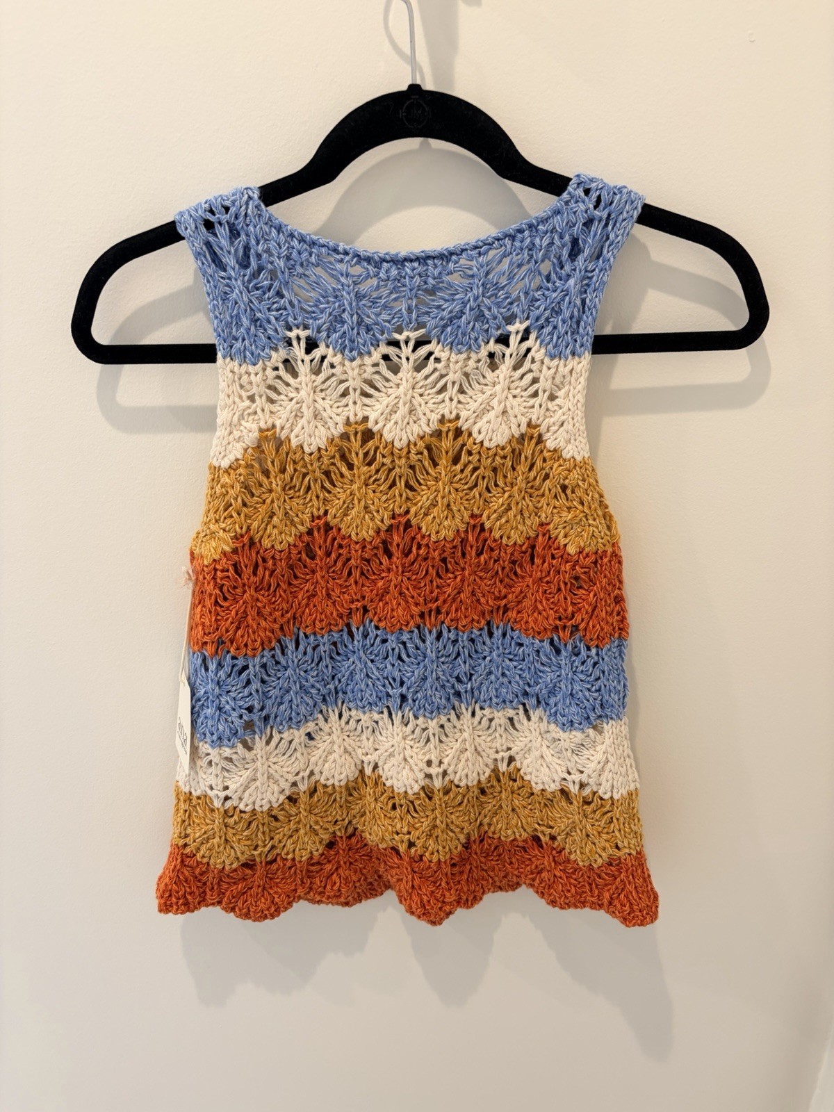 A New Approach ANA tank top crochet colorful striped boho hippie festival M NWT