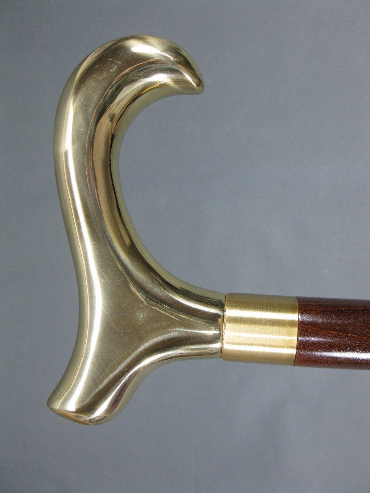 Vintage Brass Designer Handle Victorian Wooden Walking Stick Cane Antique Gift