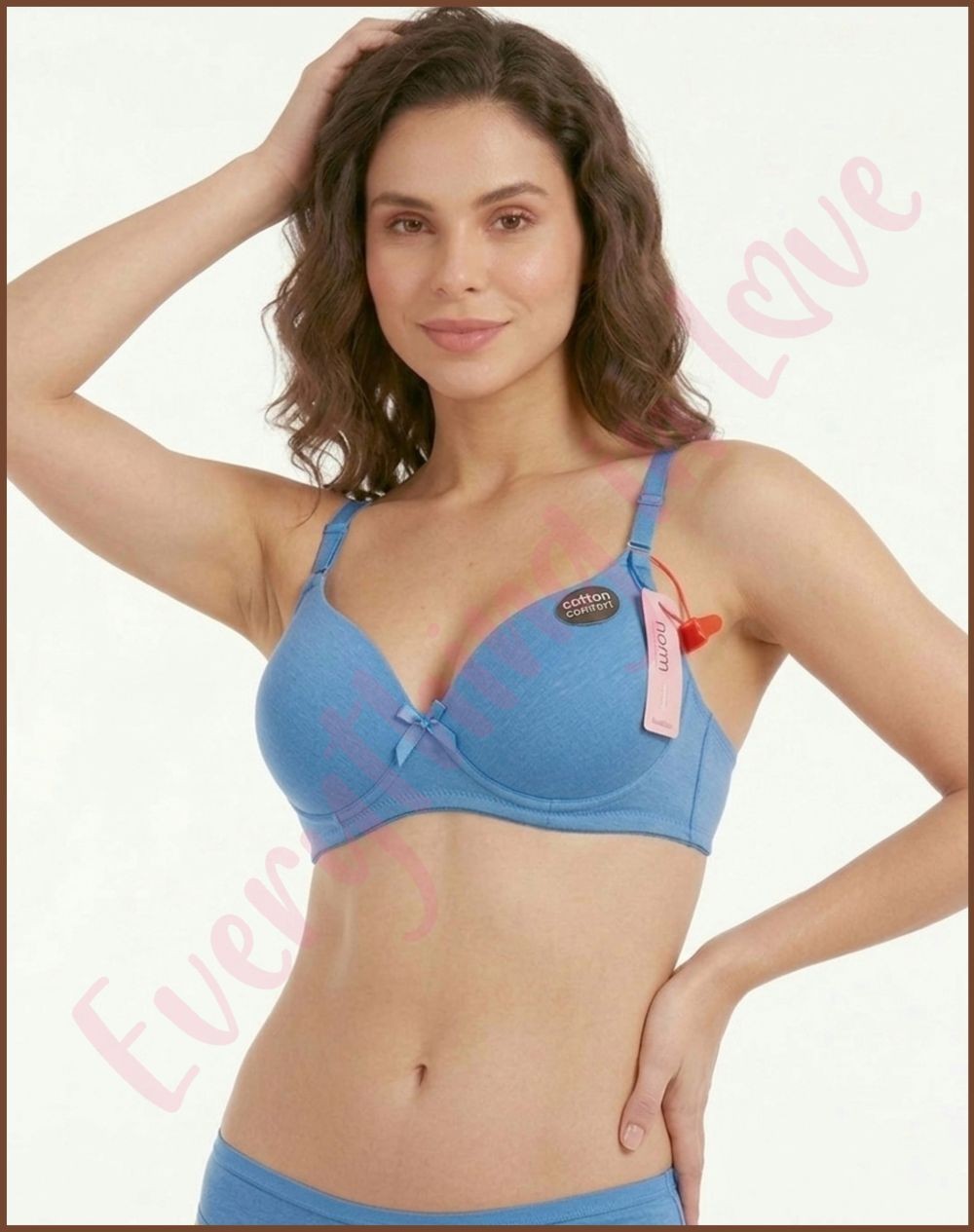 6 Pack All Black Women’s Wireless Cotton Bra Light Padded Full Cup T-Shirt Bras