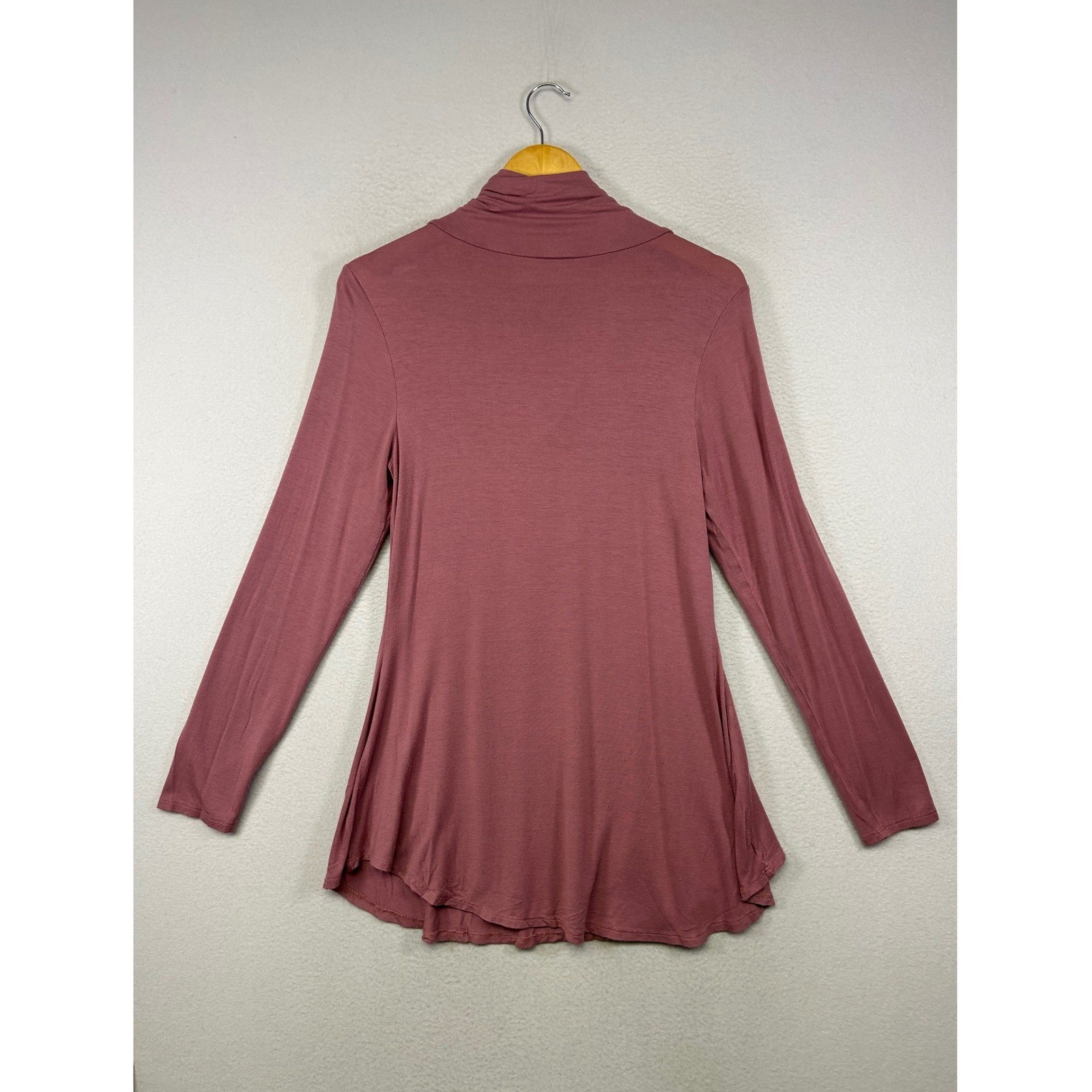 Boho Minimalist One Fashion Women S Mauve Cowl Neck Long Sleeve Flared Tunic Top