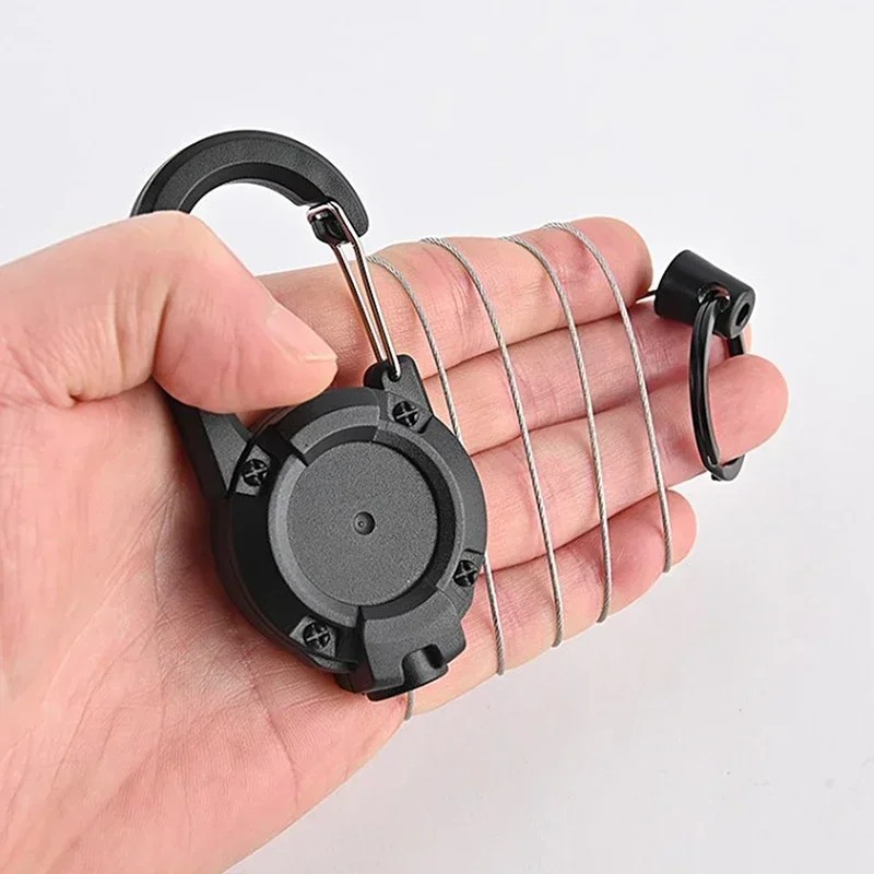 1/2/4Pcs Retractable Heavy Duty Reel Carabiner Keychain Badge Holder Steel Wire