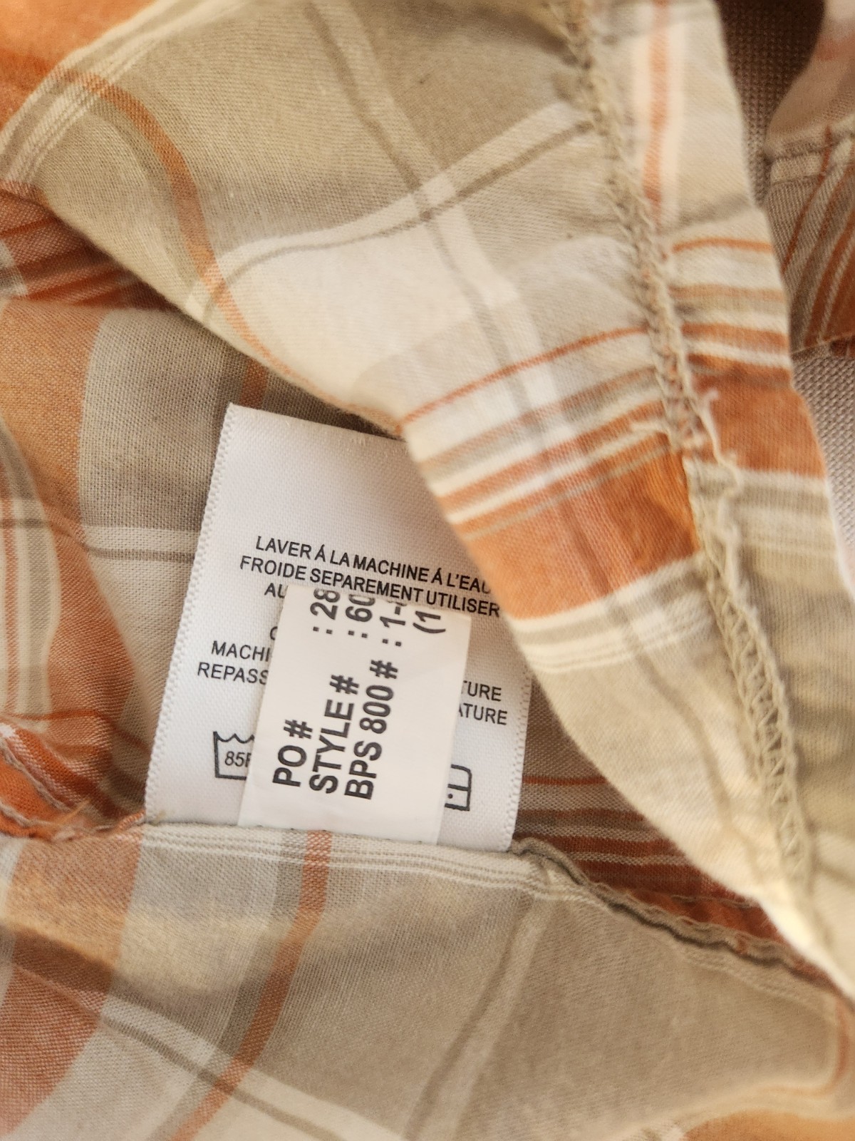 RedHead Men M Orange Beige Plaid Cotton Woven Short Sleeve Button-Up Pocket #043