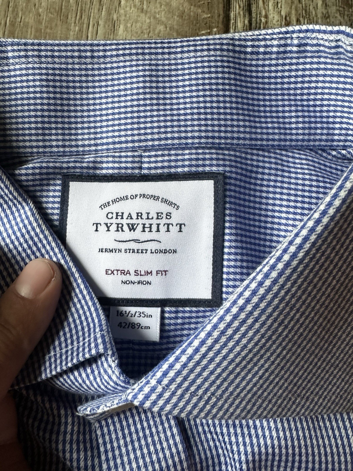 Charles Tyrwhitt Lot 2 Extra Slim Non-Iron Check Dress Shirts 16.5/35 Blue