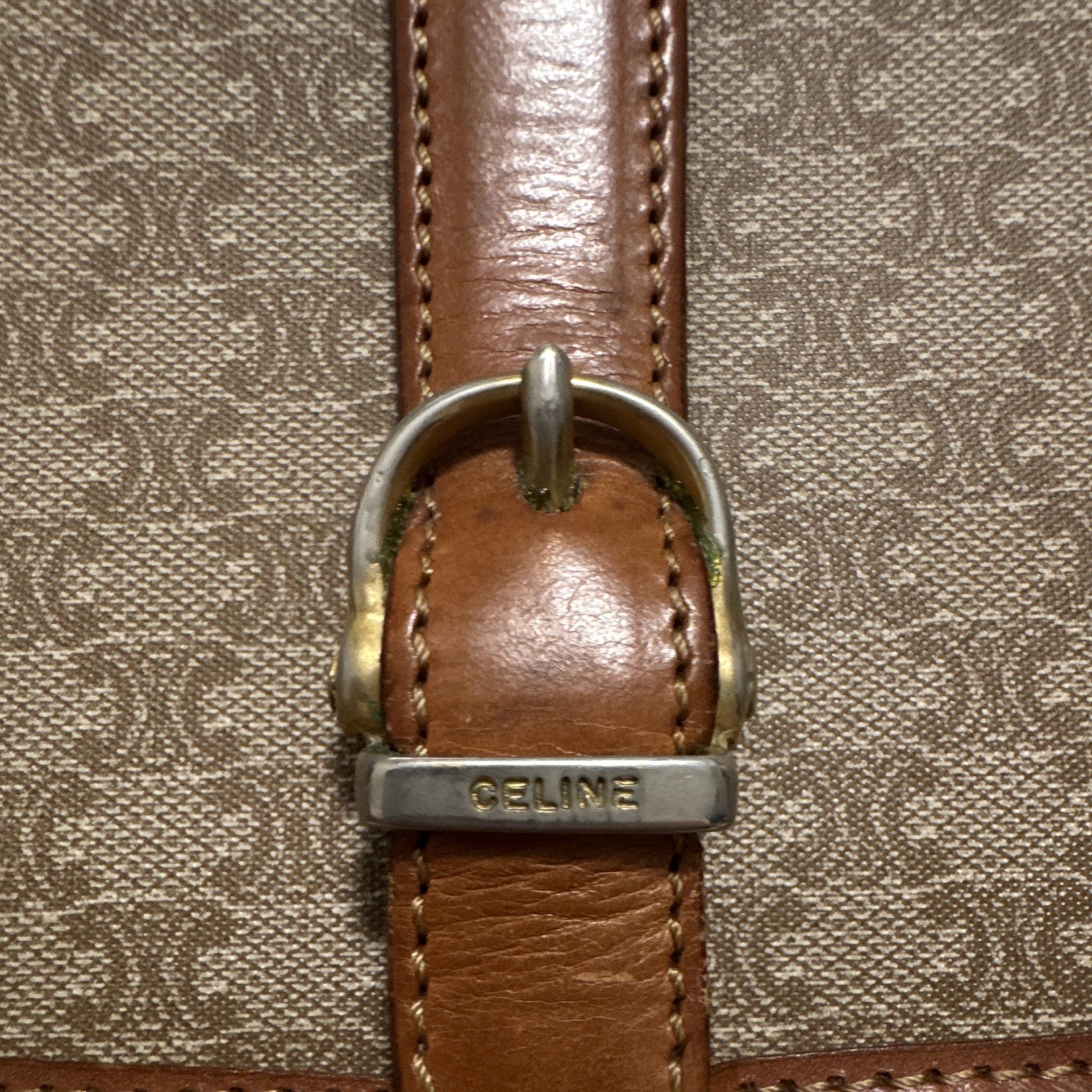 CELINE Triomphe Crossbody Bag Beige/Brown, Magnetic Buckle, Gold Hardware