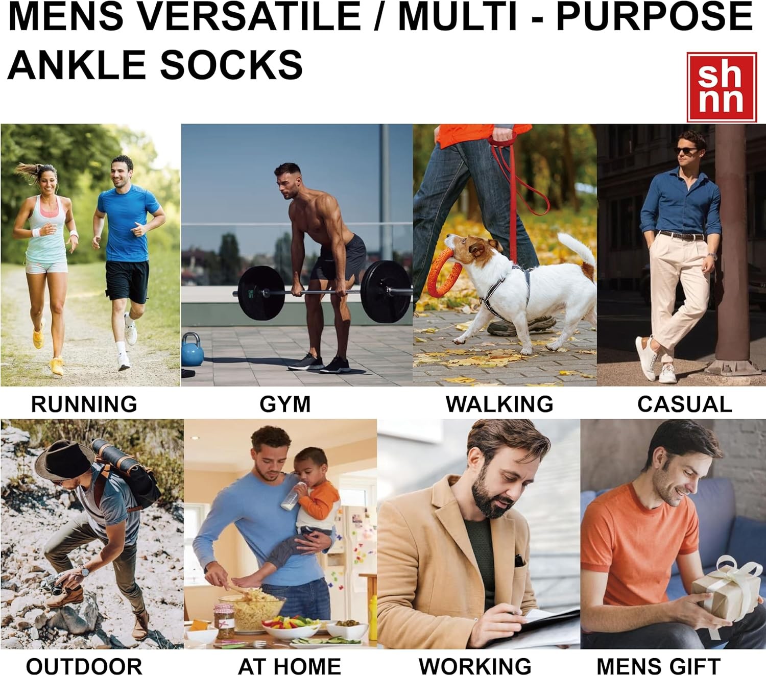 shnn 12 Pairs Mens Ankle Socks Athletic Casual Low Cut Short Socks for Men With