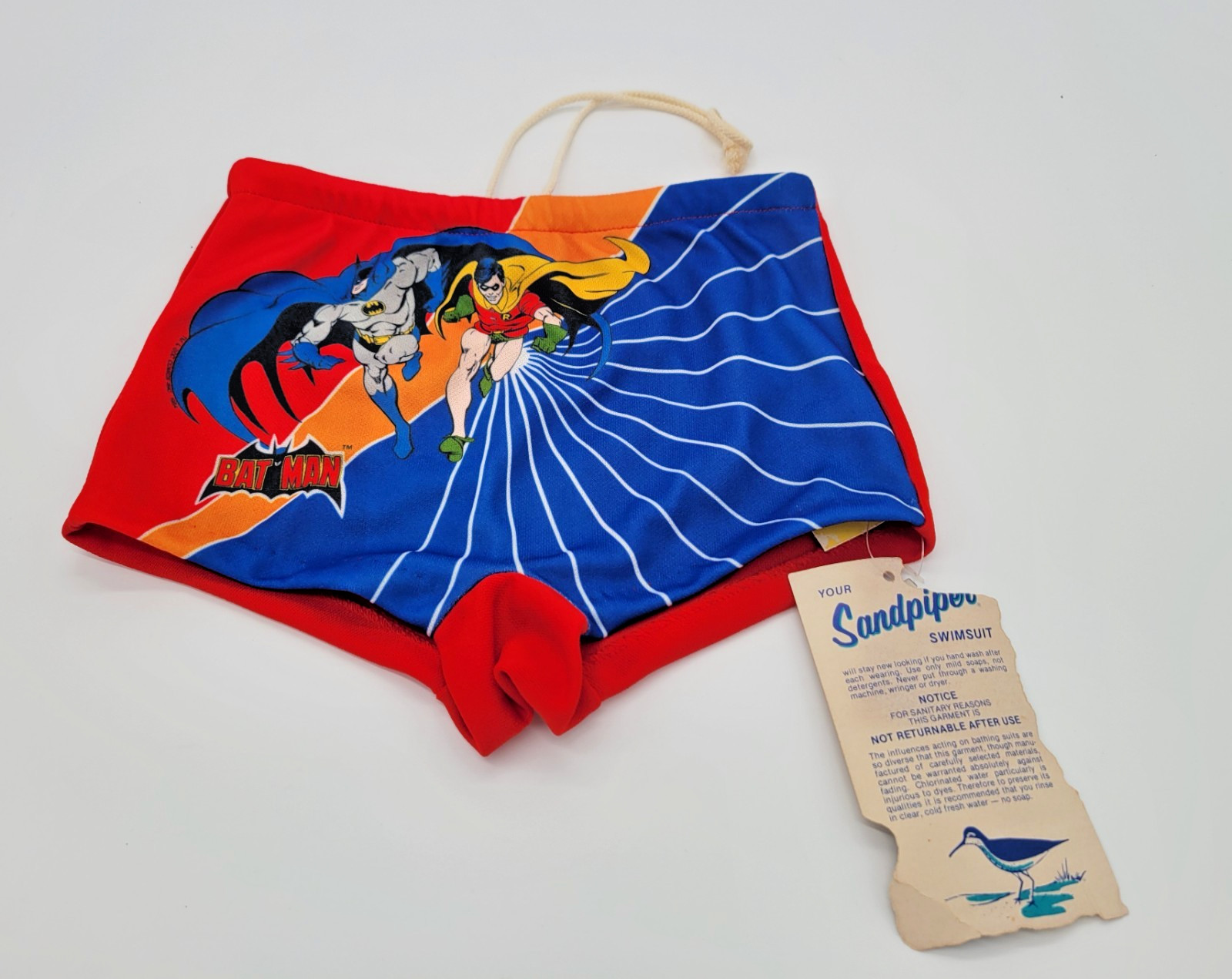 Vintage 90s Batman & Robin Child’s Swim Trunks NWT Sandpiper Toys R Us Deadstock