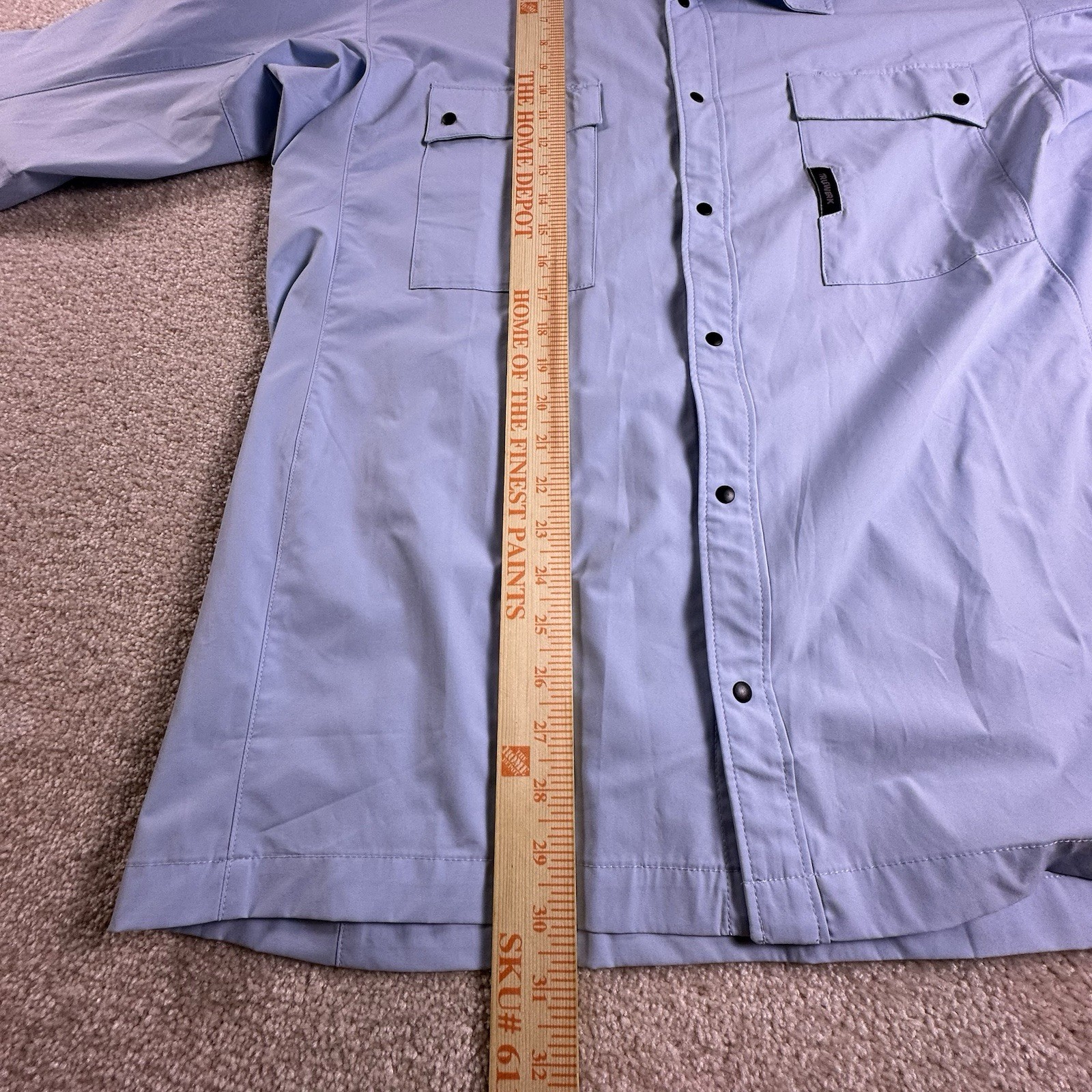 TRUEWERK CLOUD Mens XL Snap Front L/S Workwear Chest Pockets LIGHT BLUE Shirt