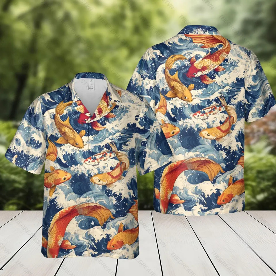 Japanese Koi Fish Summer Beach Hawaiian Shirt