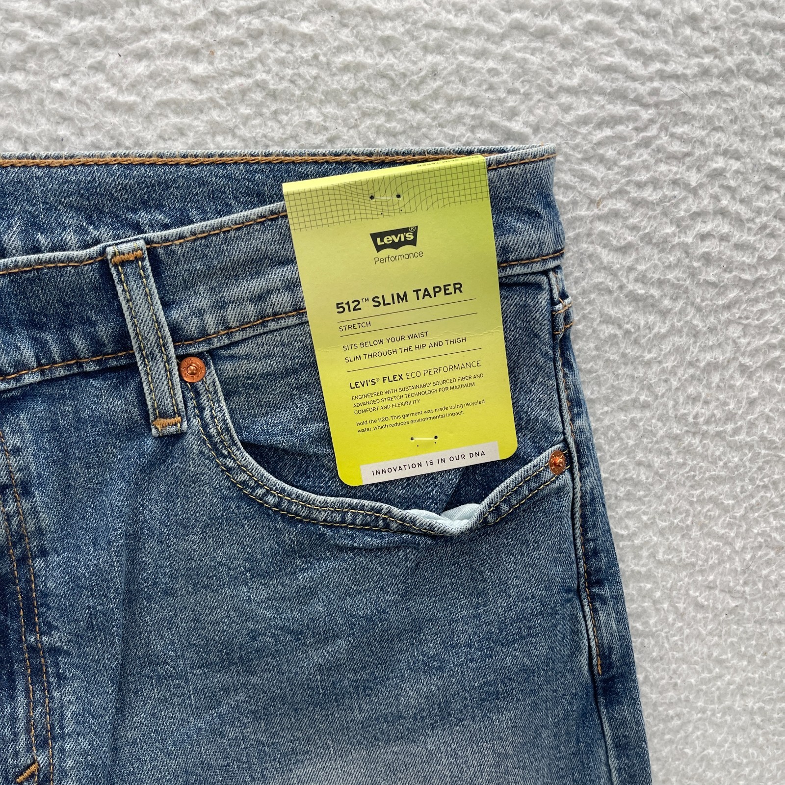 Levis 512 Jeans Mens 36×34 Blue Slim Taper Light Wash Denim Preppy Minimalist