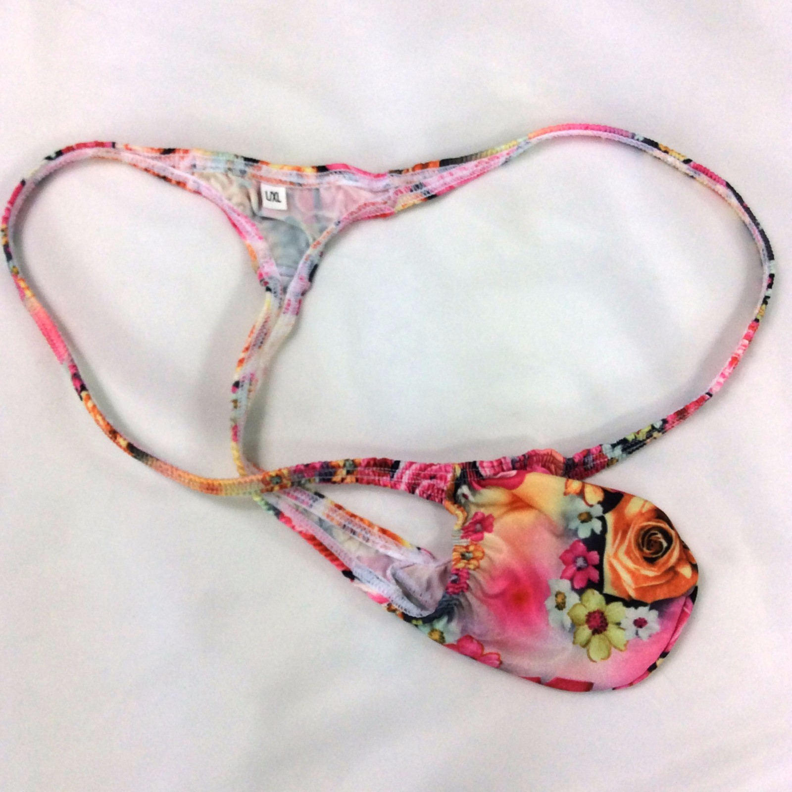 K403 P Sexy Mens String Thong Grape Smugglers Contoured Pouch Pink Floral Print