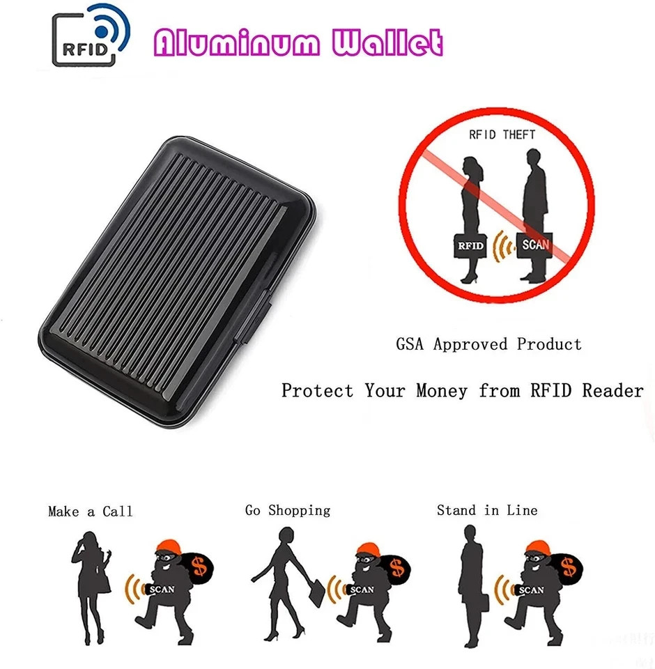 Pocket Waterproof Business ID Credit Card Wallet Holder Aluminum Metal RFID Case