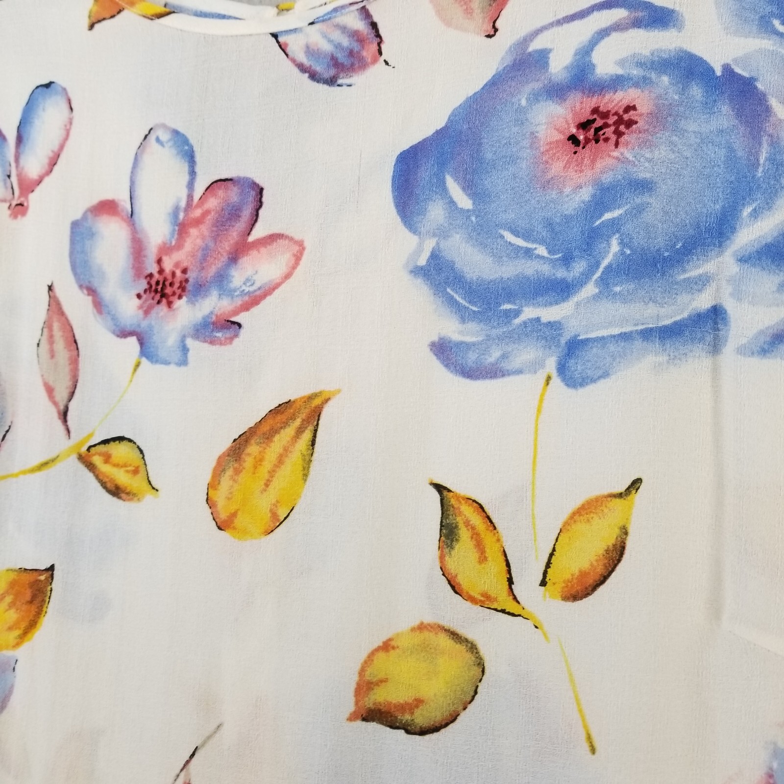 Vtg Anne Klein Top Women 12 Floral 100% Silk Sleeveless Shell Keyhole Back Money