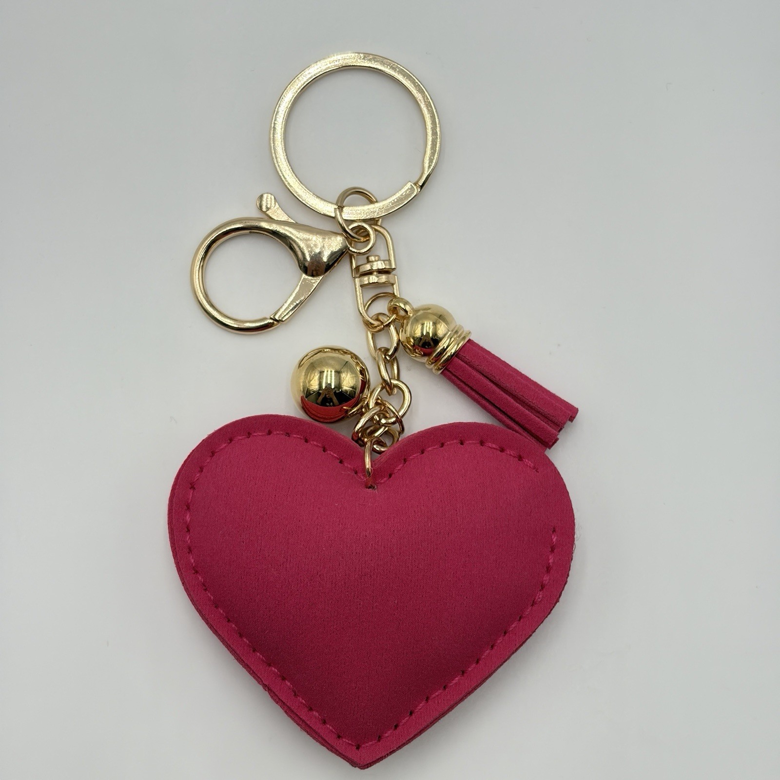 Pink Heart Rhinestone Bag Charm Crystal Keychain Purse Charm Tassel Gift Box