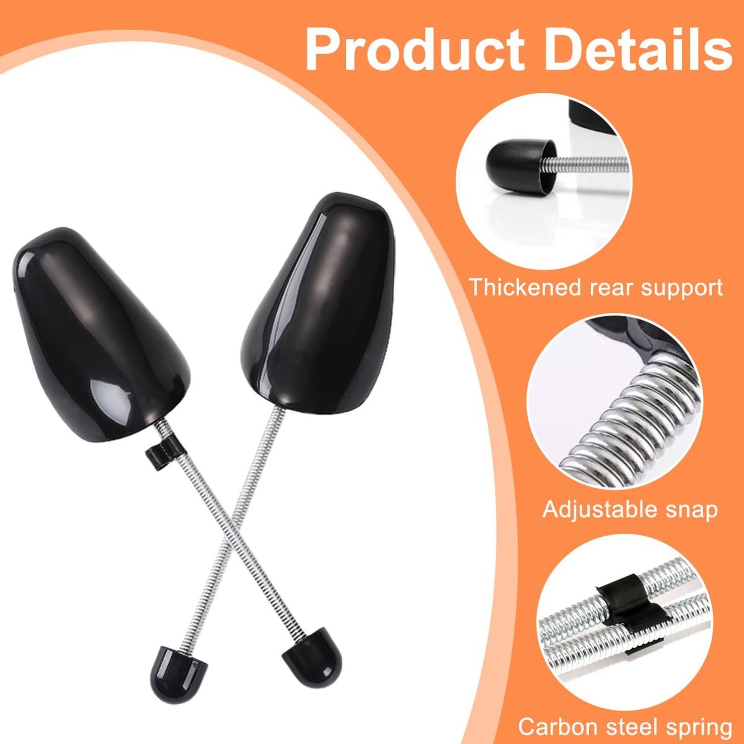 1Pair 27cm/10.6inch Women Size Black Plastic Portable Adjustable Spring Shoe …
