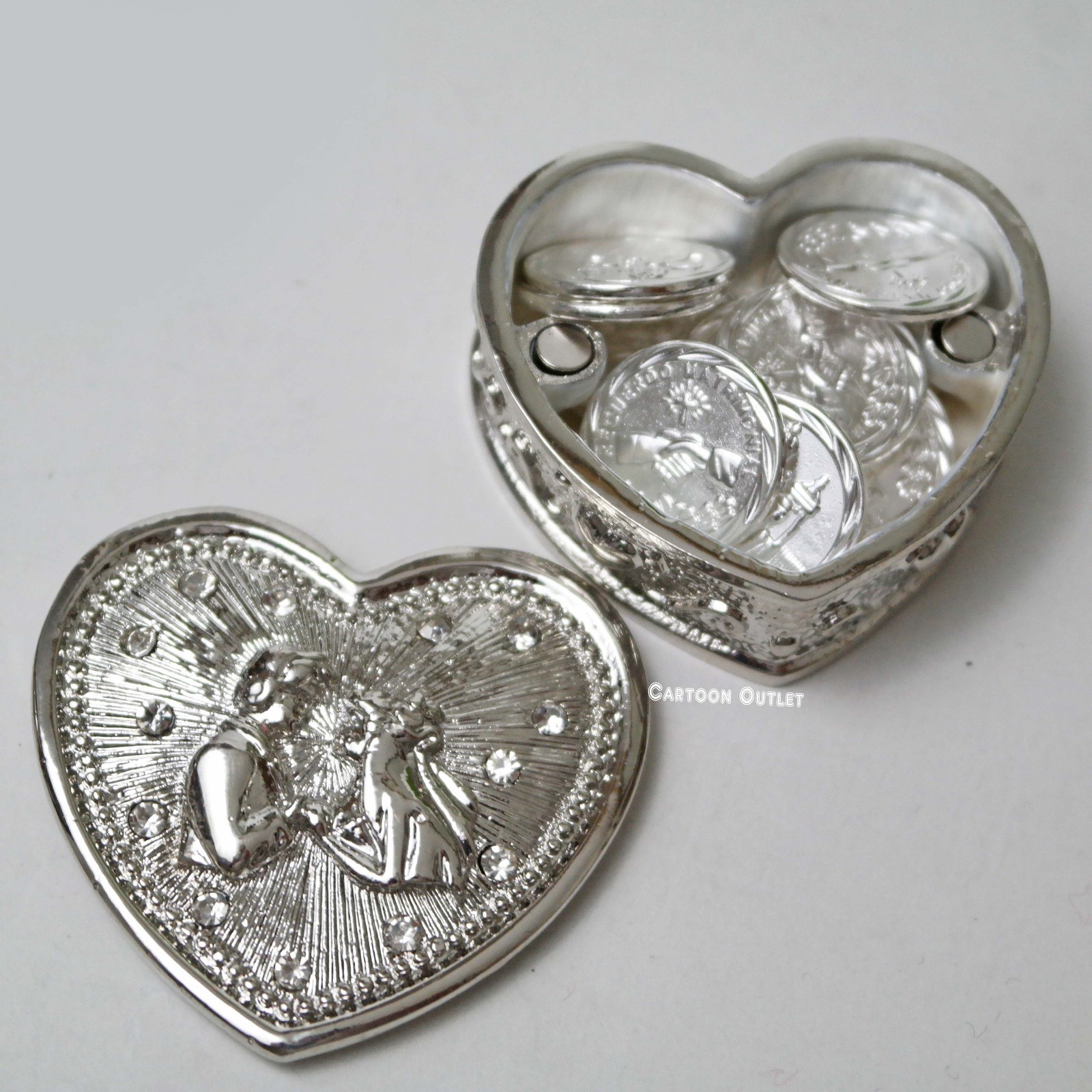 WEDDING CEREMONY Silver HEART ARRAS DE BODA 13 UNITY COINS COUPLE Trending New