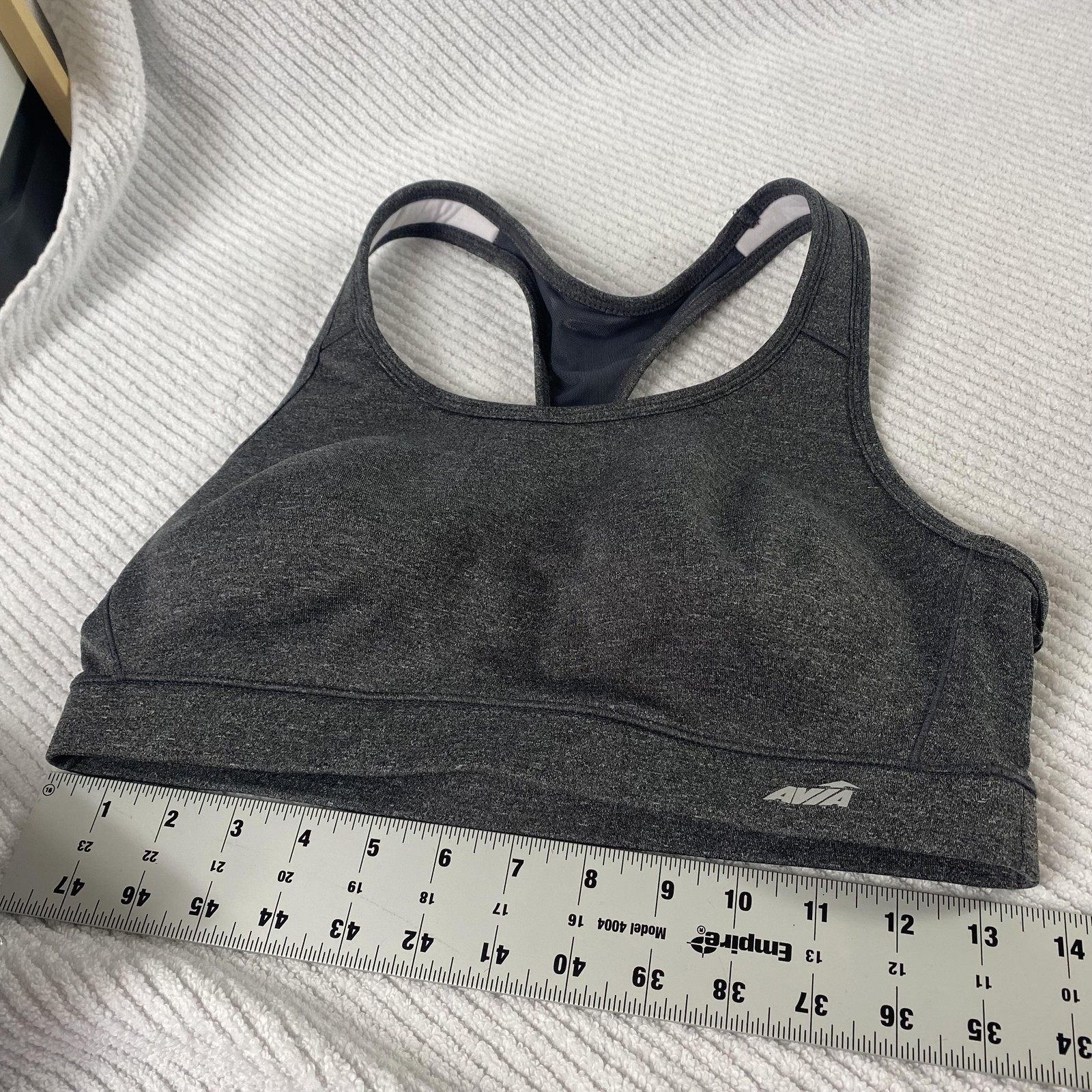 Avia Sports Bra Womens Large Gray Racerback Padded Running Training Gym