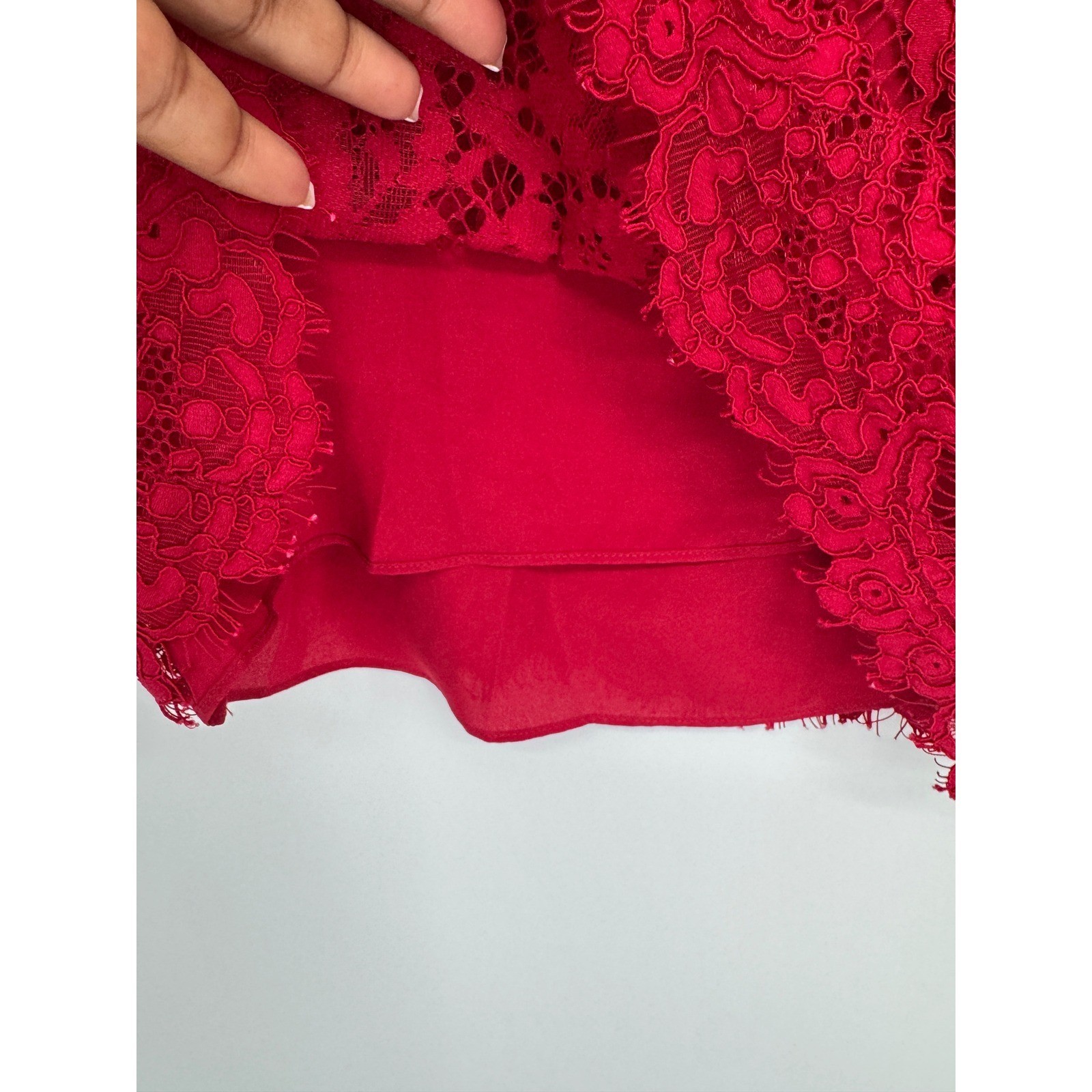 J.Crew Shirt Lace Bow Womens 0 Red High Neck Victorian Romantic Elegant Coquette