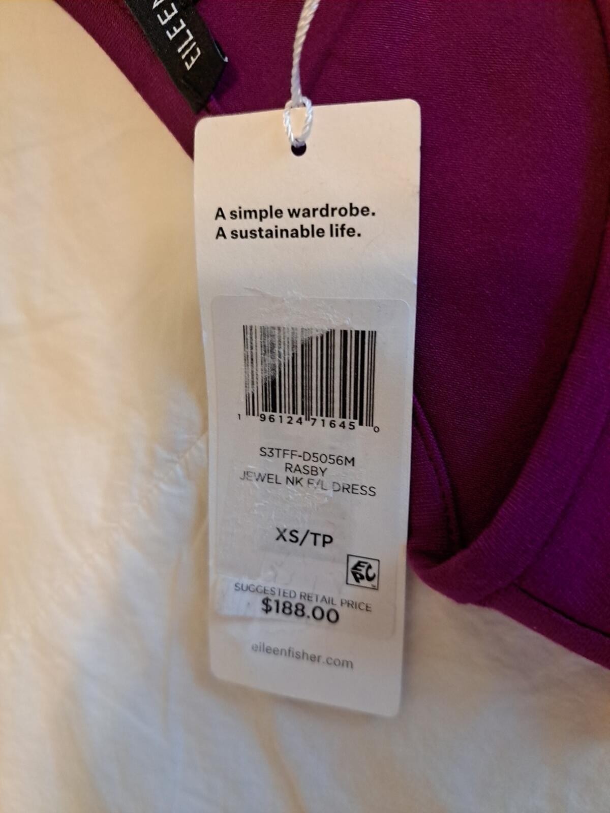 Eileen Fisher Rasby Jewel Nk F/L Dress Sz XS NWT Returns Accepted