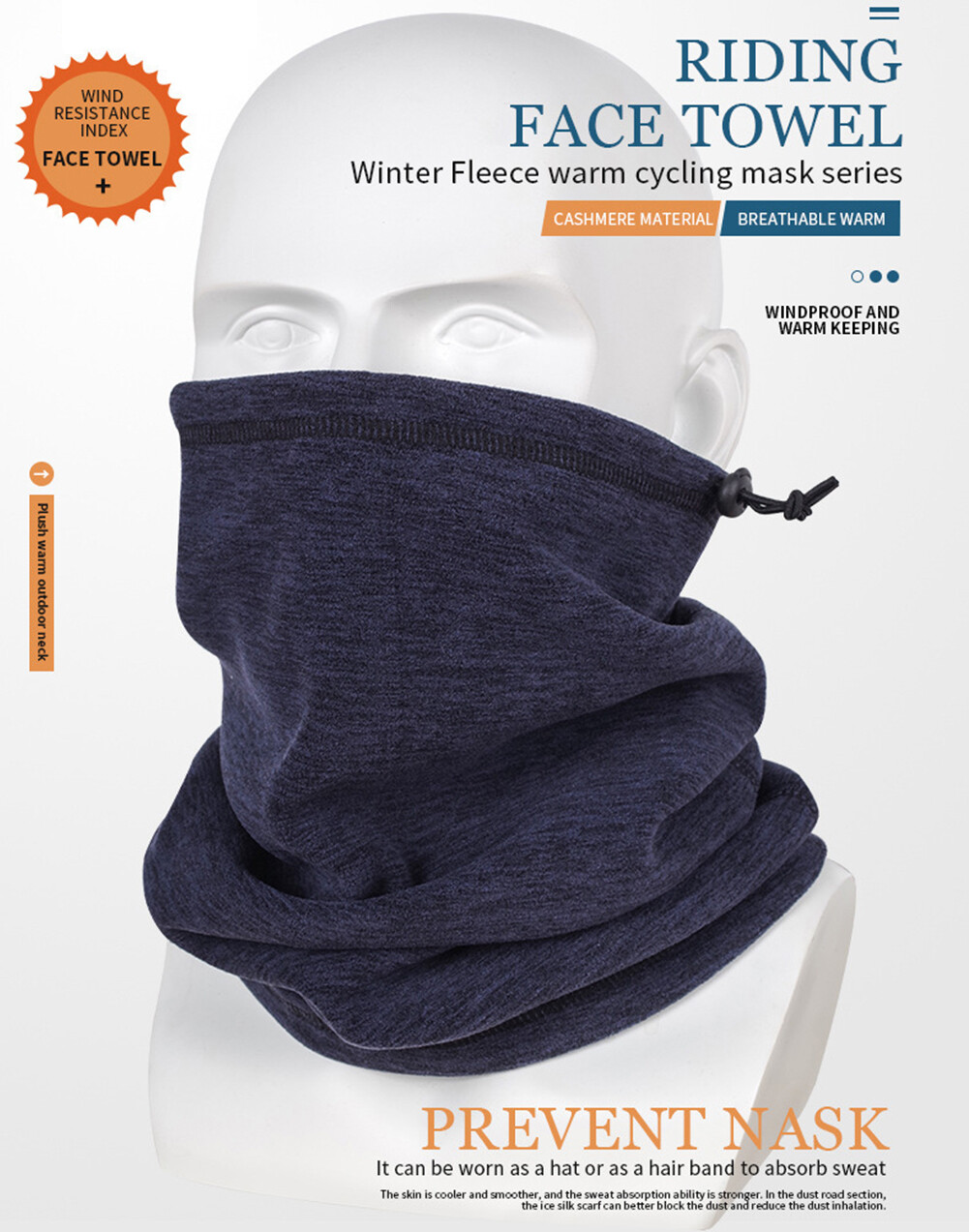 Winter Neck Warm Gaiter Ski Fleece Mask Windproof Face Cover Scarf for Snowboard