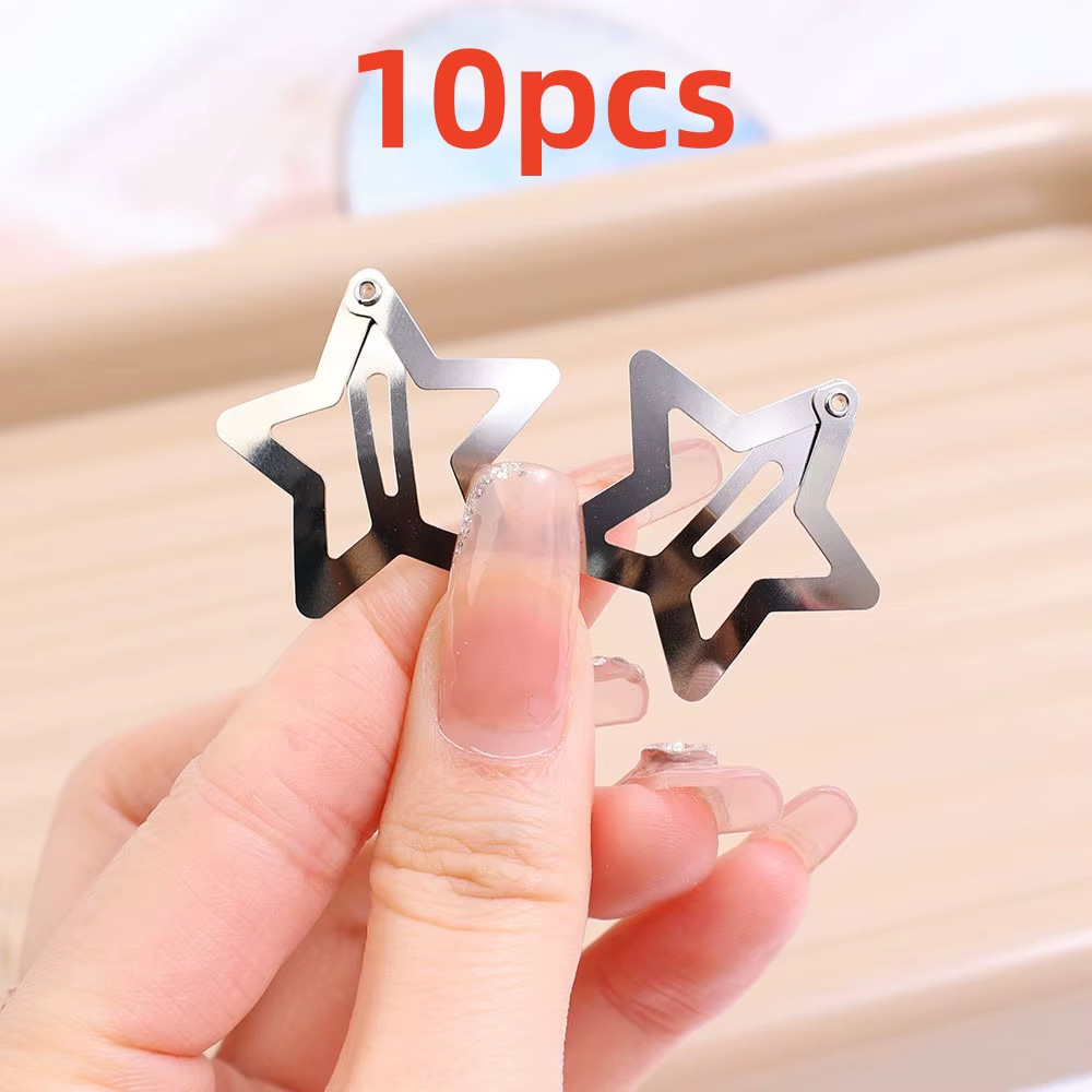 2-100Pcs Star Hair Clips for Girls Filigree Star Metal Snap Clip Hairpins Barret