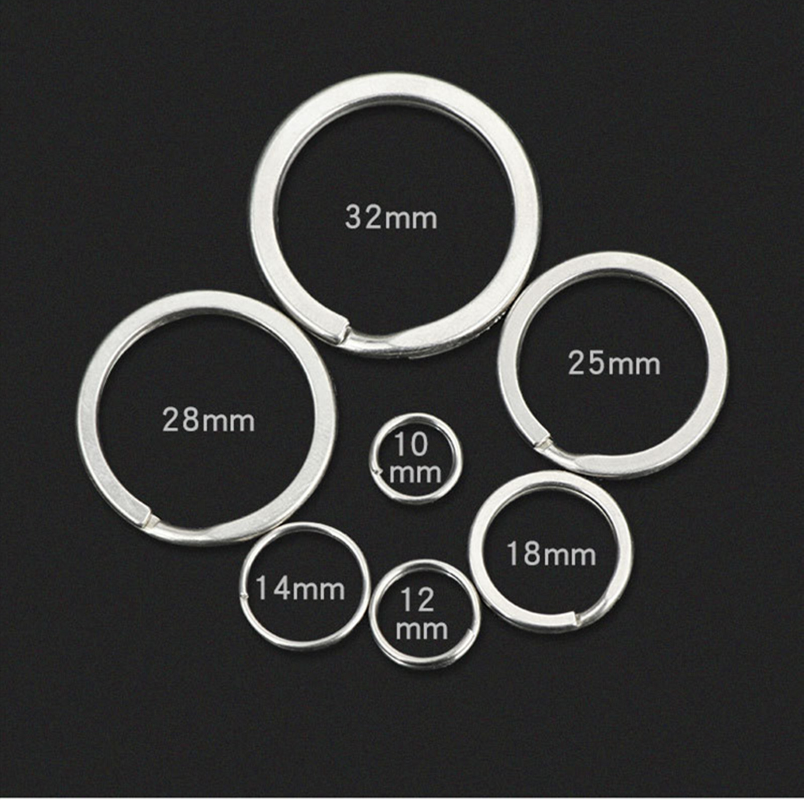 10pcs 10 12 14 -32mm Pure Titanium Split Key Rings Keychain Split Rings keyrings