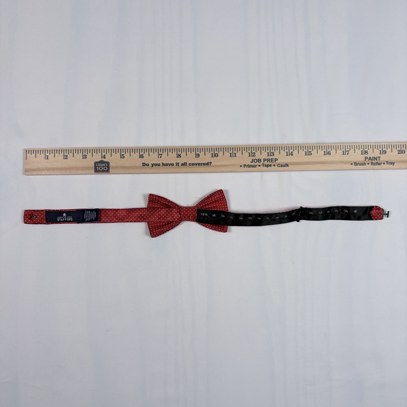 Stafford Bow Tie Red White Mirco Polka Dot Wide Pre-Tied Adjustable Formal