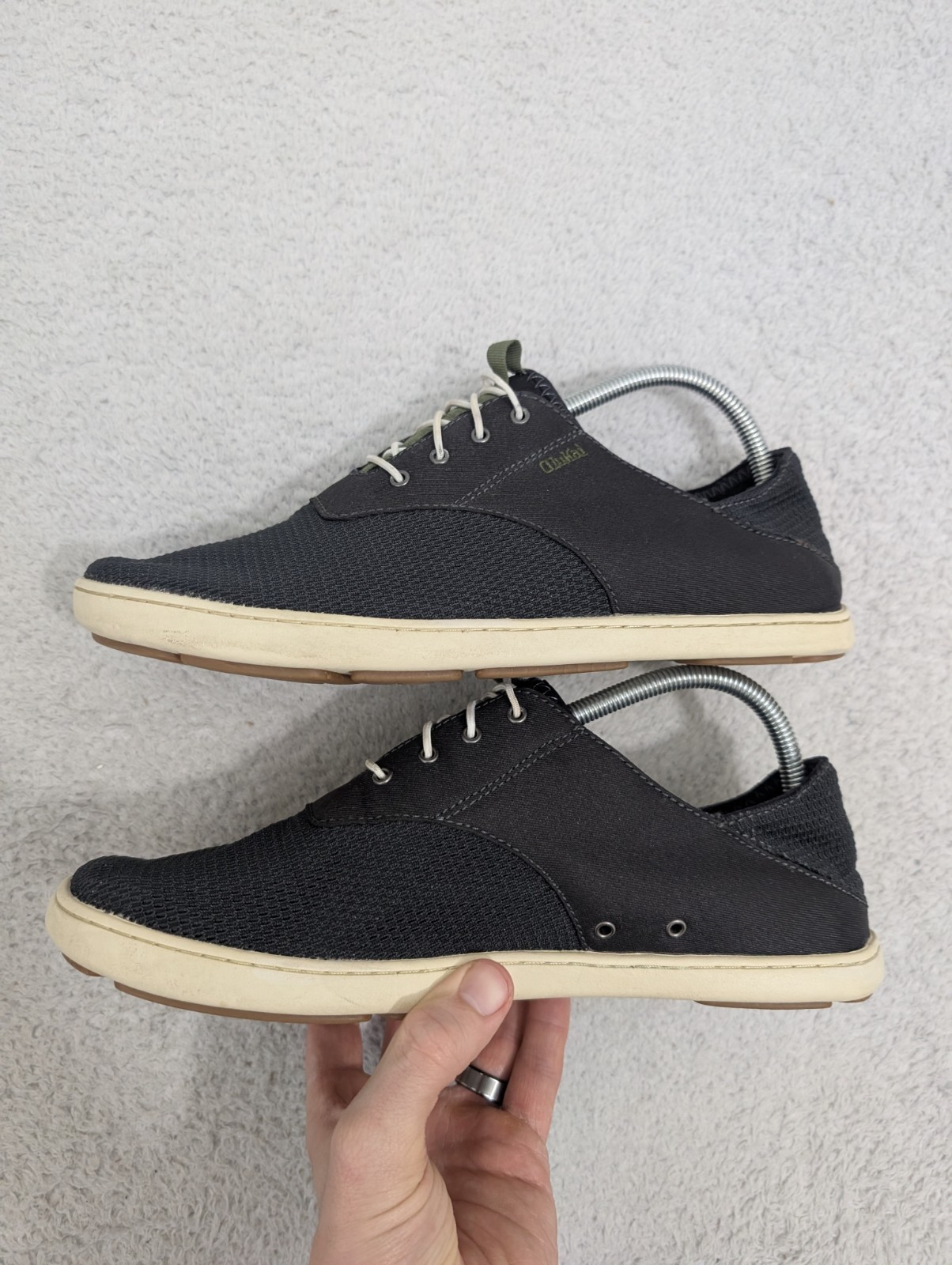 Olukai Mens 9 Blue Nohea Moku No Tie Casual Boat Shoes Slip on canvas Excellent